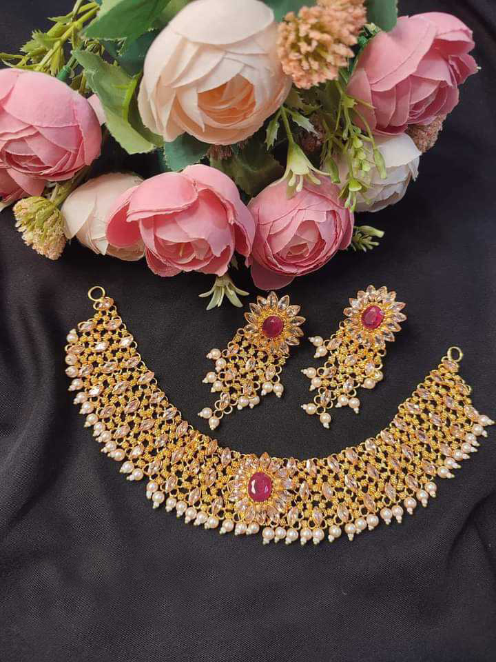 Gold plated AD stone choker Set
