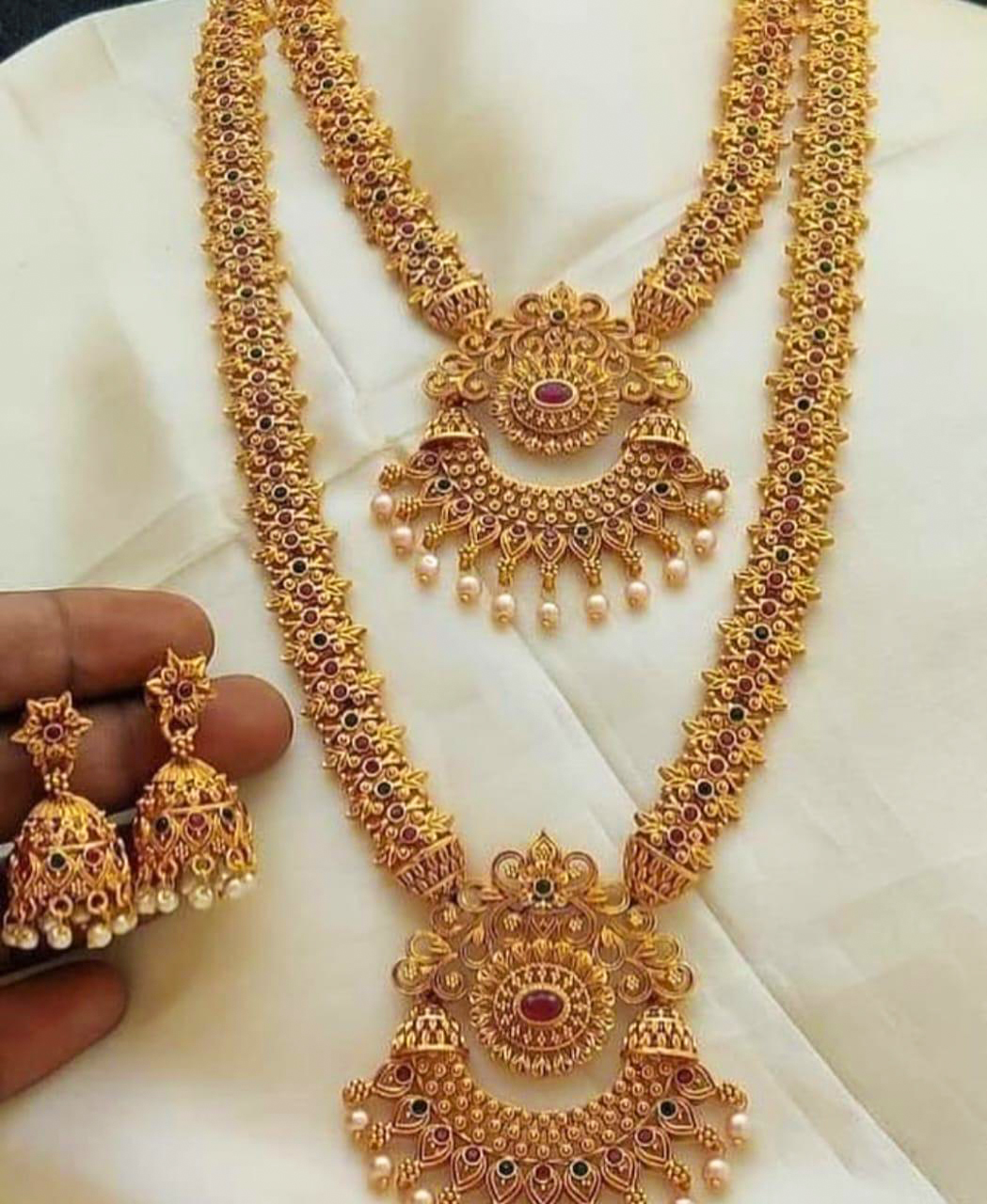 Matte finish gold polished Set  (South Indian)