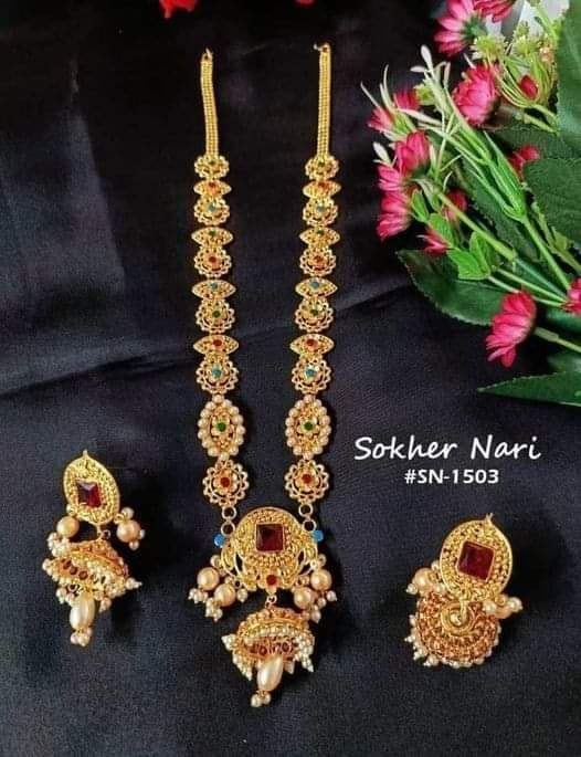 Gold plated Jhumka sita Big size(Multi-colored)