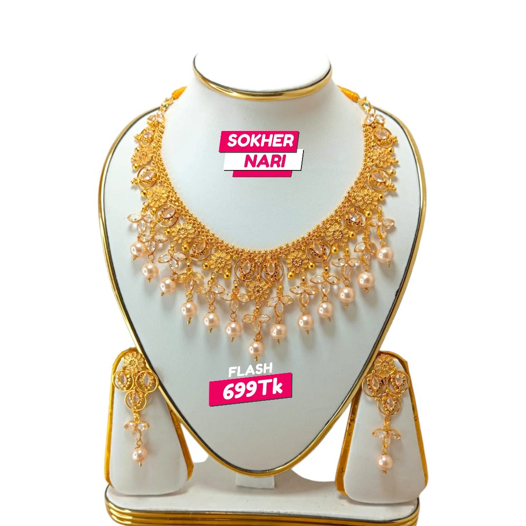 AD Stone Flower Choker(Gold Plated)