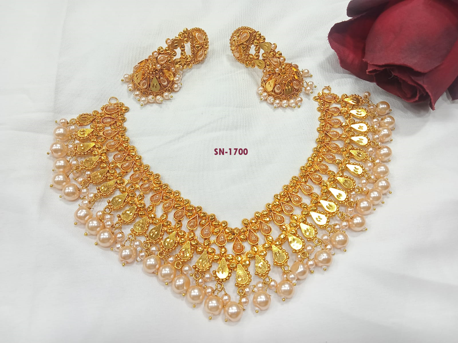 Gold Plated Semi Bridal Necklace